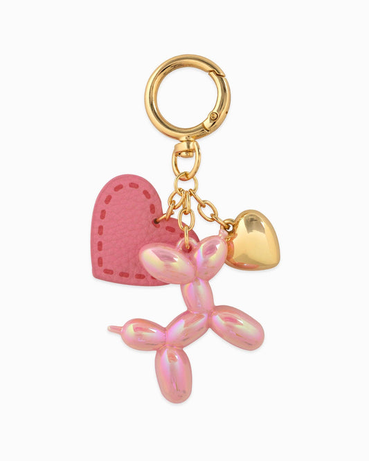 Balloon Dog with Heart Bag Charm: Pink
