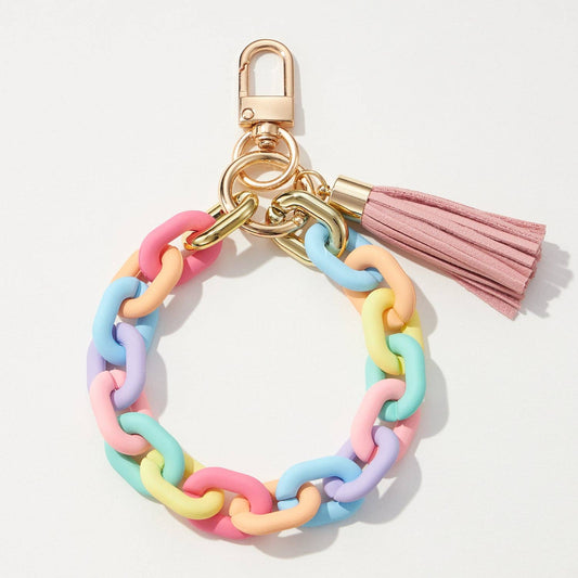 Acrylic Chain Tassel Keychain Bracelet | Yellow