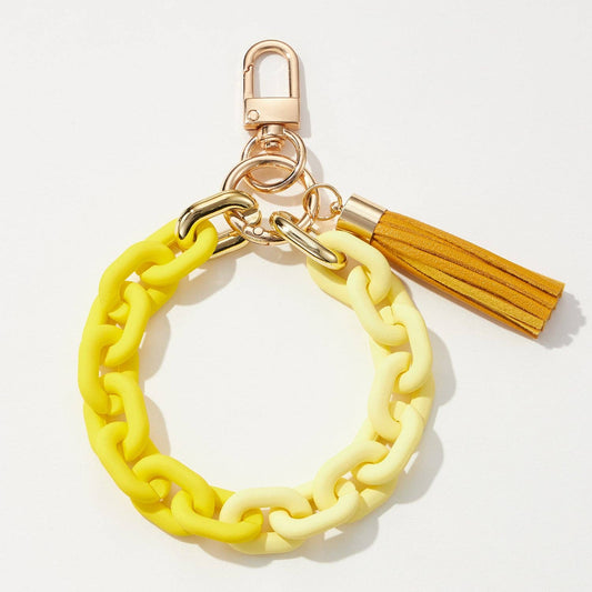 Acrylic Chain Tassel Keychain Bracelet | Yellow